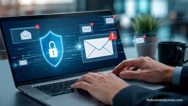 Business email phishing protection cybersecurity concept