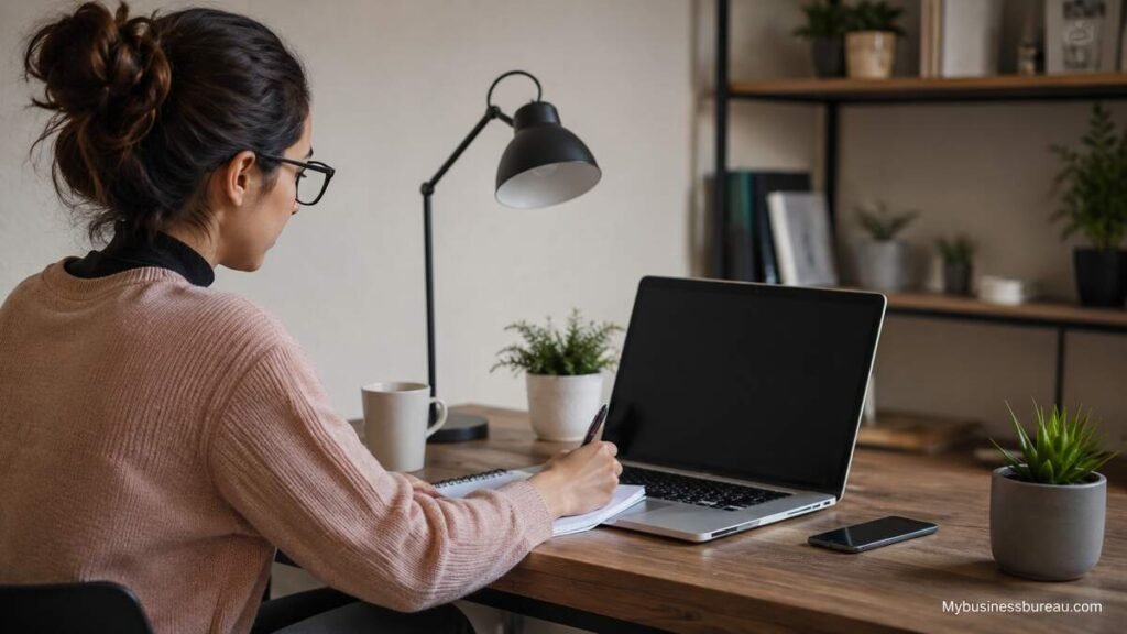 Freelancer working from a modern home office setup