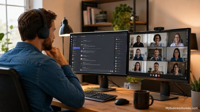 Remote professionals connecting through Discord and Slack communities