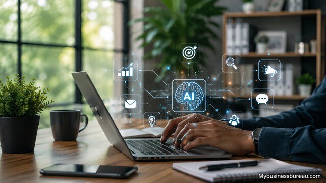 AI-assisted marketing workflow dashboard for business automation