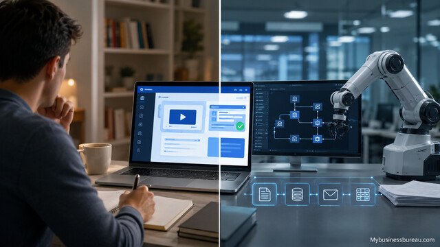 Comparison between Droven.io learning and real RPA automation platforms