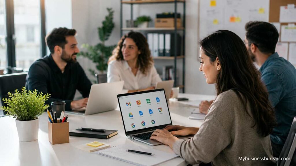 Google Workspace Business Starter team collaboration in modern office