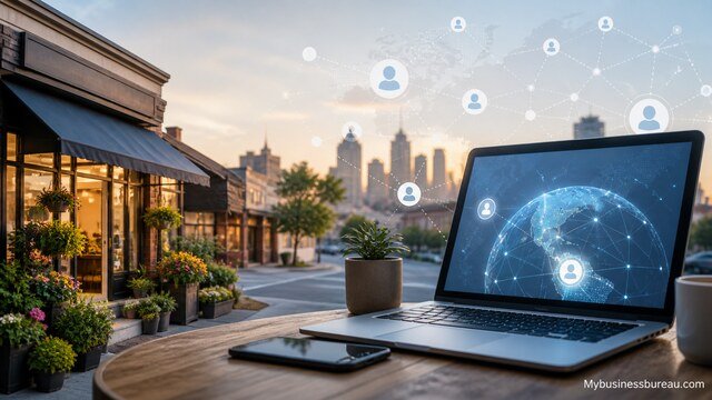 Local business with digital reach concept