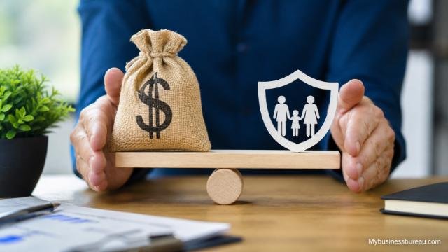 Insurance cost vs value balance concept with money and protection symbols