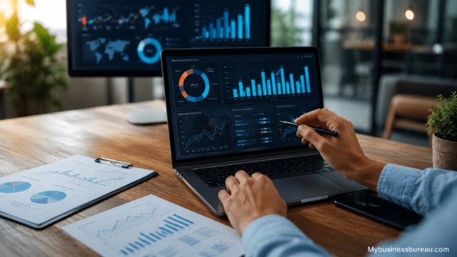 Marketing performance analytics dashboard on laptop screen