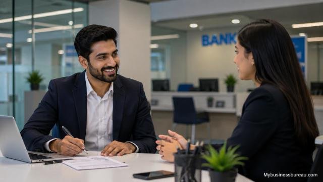 Professional meeting for opening a dedicated business bank account