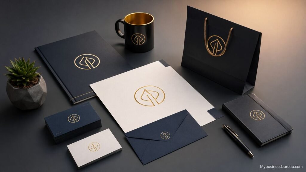 Professional brand identity design with modern business stationery and branding elements