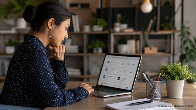 Professional searching tech jobs online from modern workspace