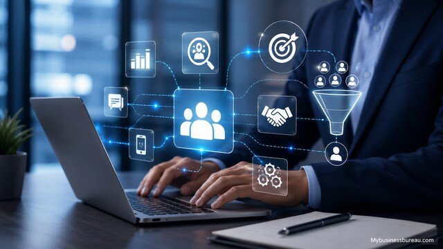 AI CRM dashboard with lead automation and sales analytics