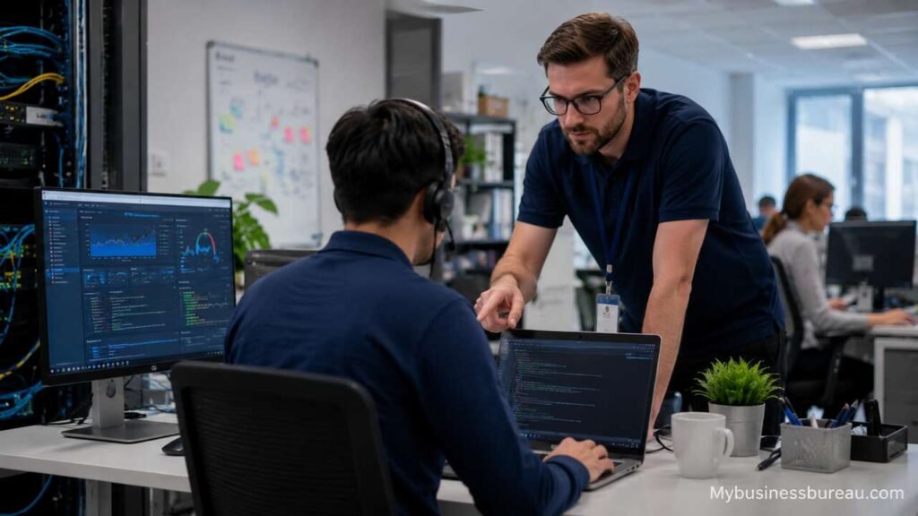 Small Business IT Support: Build Reliable, Secure, and Scalable Technology Small business IT support team managing secure and scalable technology systems.