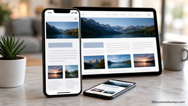 Mobile-friendly website displayed on multiple devices