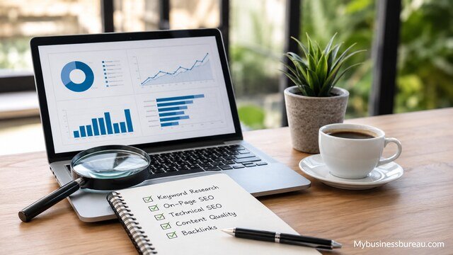 SEO analytics dashboard showing website search performance improvements