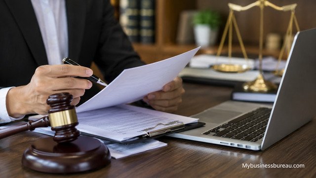 Business professional reviewing federal license requirements and compliance documents