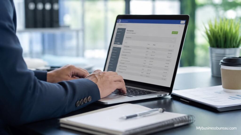 MS Secretary of State Business Search on laptop