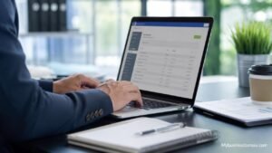 MS Secretary of State Business Search on laptop