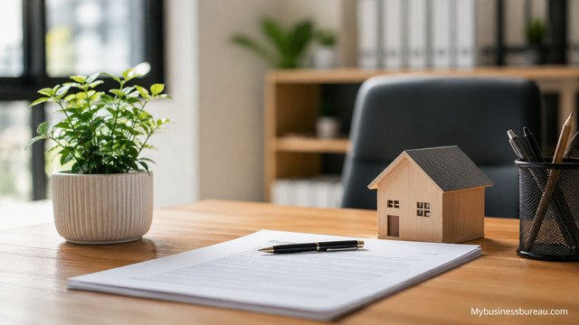 Registered office address verification documents on office desk