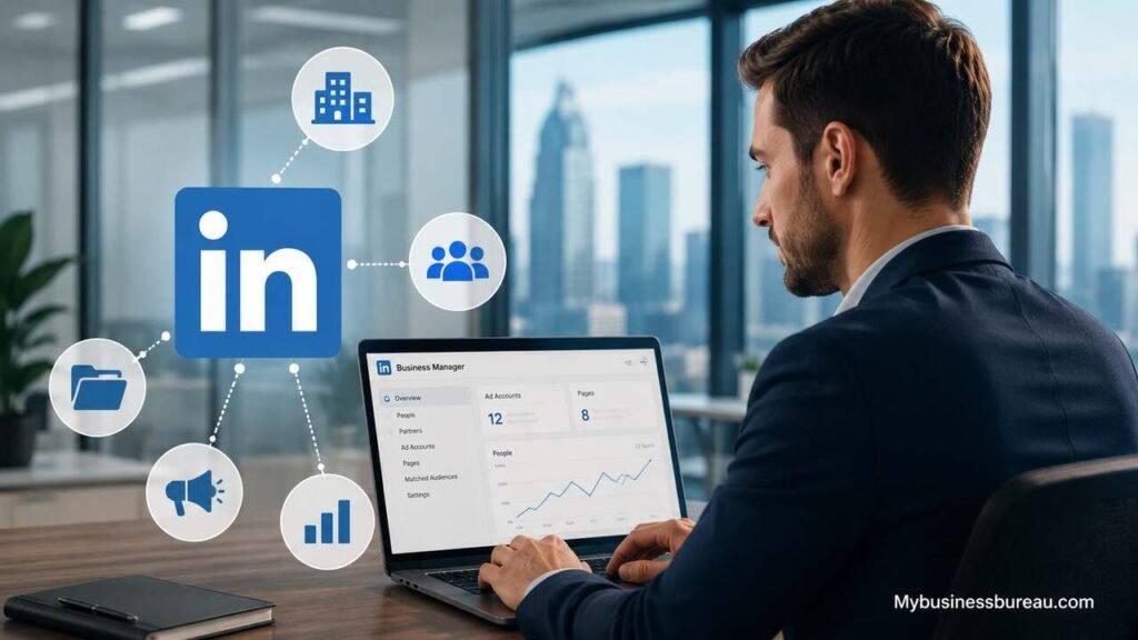 LinkedIn Business Manager: Complete Guide to Managing Businesses, Assets, and Advertising at Scale LinkedIn Business Manager dashboard for managing business assets and advertising