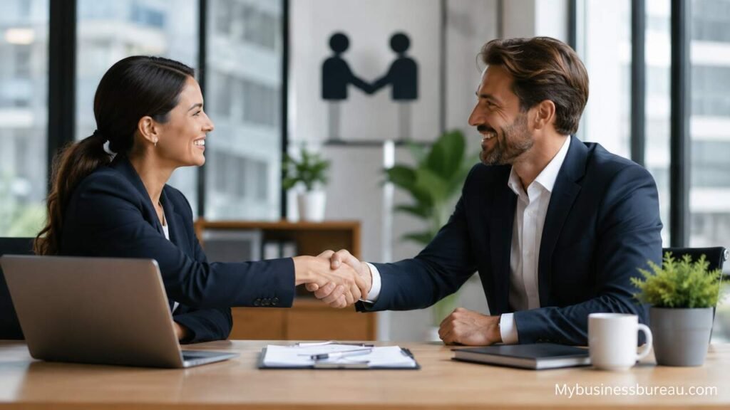 Business Partner: How to Choose, Build, and Grow a Successful Partnership Business partners shaking hands in a modern office