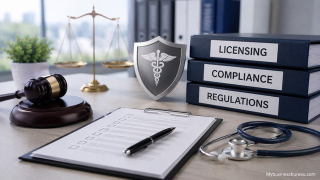 Healthcare licensing, compliance, and regulatory requirements workspace