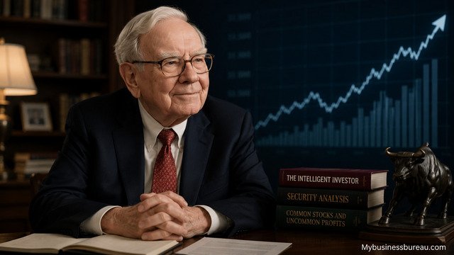 Warren Buffett explaining his long-term value investing strategy.