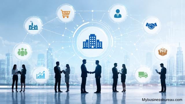Enterprise systems integration connecting ERP, CRM, SCM, and HRIS across business functions.