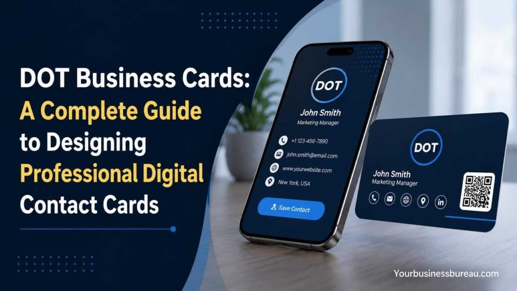 DOT Business Cards: A Complete Guide to Designing Professional Digital Contact Cards DOT Business Card displayed on a smartphone with a professional digital contact card