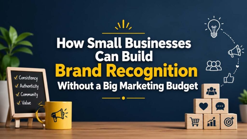 Small business owner building brand recognition through affordable marketing strategies.