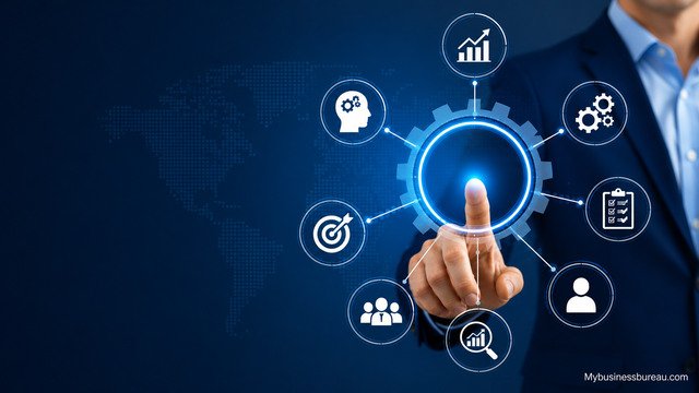 Business processes that need improvement concept with workflow and performance icons.