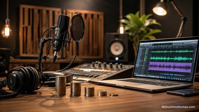 Audio production studio setup for reducing production costs